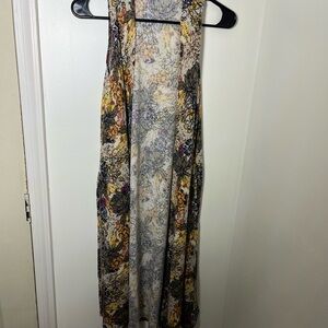 LuLaRoe XS Floral Sleeveless Duster Vest Long Open Front Boho Layering Cardigan